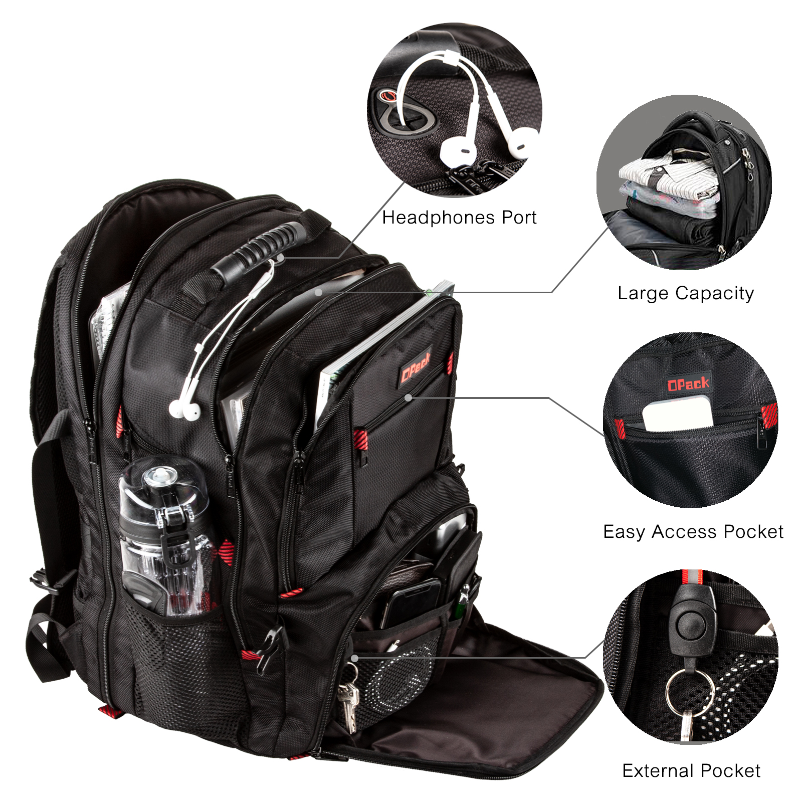 Extra Large Backpack,TSA Travel Back pack Bag With USB Charging For 17 In Laptop 